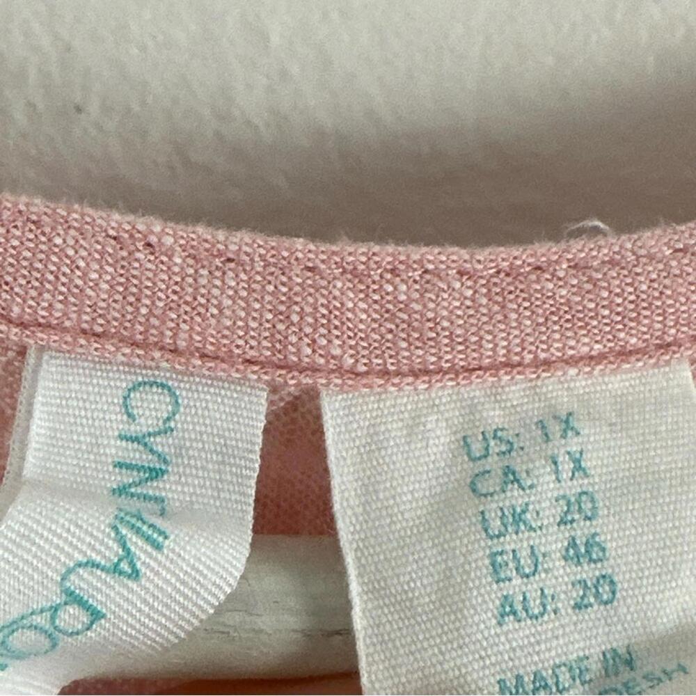 Sold Cynthia Rowley Women’s Pink Linen Blend Blouse Size 2X - Picture 4 of 5